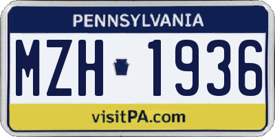 PA license plate MZH1936