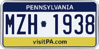 PA license plate MZH1938