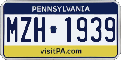 PA license plate MZH1939