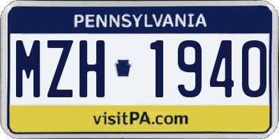 PA license plate MZH1940
