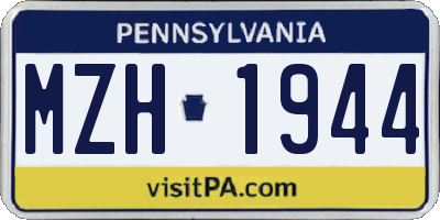 PA license plate MZH1944