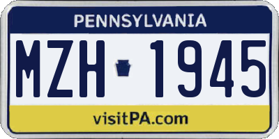 PA license plate MZH1945