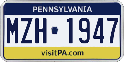 PA license plate MZH1947