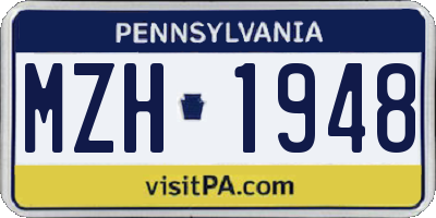 PA license plate MZH1948