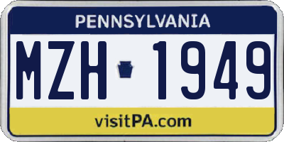 PA license plate MZH1949