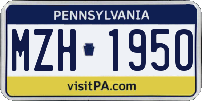 PA license plate MZH1950