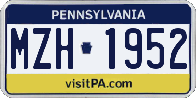 PA license plate MZH1952
