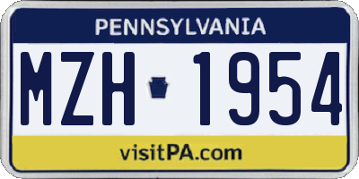 PA license plate MZH1954