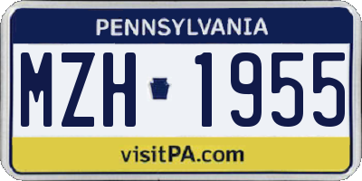 PA license plate MZH1955