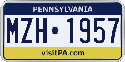 PA license plate MZH1957
