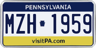 PA license plate MZH1959