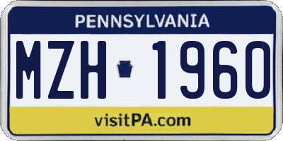 PA license plate MZH1960