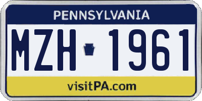 PA license plate MZH1961