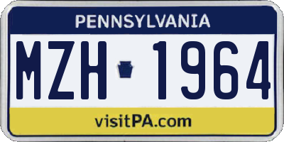 PA license plate MZH1964