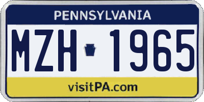 PA license plate MZH1965