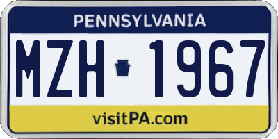 PA license plate MZH1967