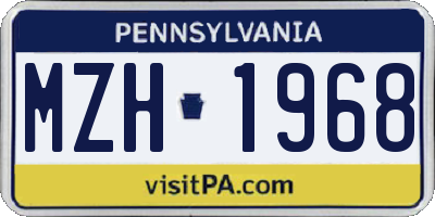 PA license plate MZH1968