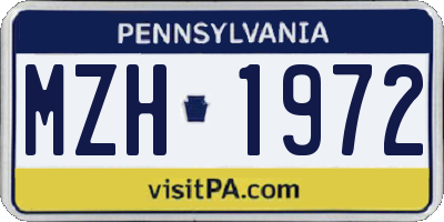 PA license plate MZH1972