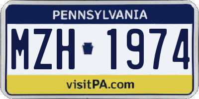 PA license plate MZH1974