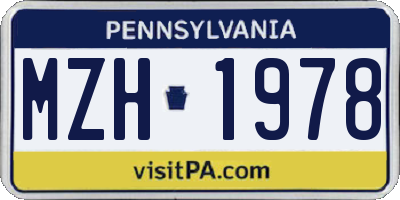PA license plate MZH1978