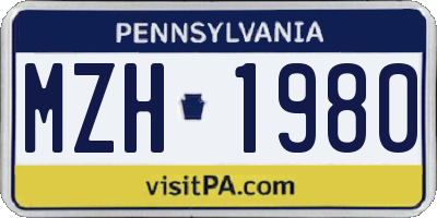 PA license plate MZH1980