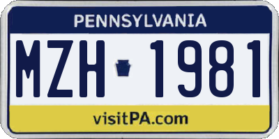 PA license plate MZH1981