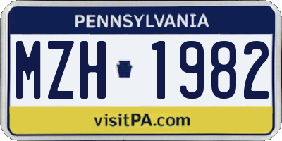 PA license plate MZH1982