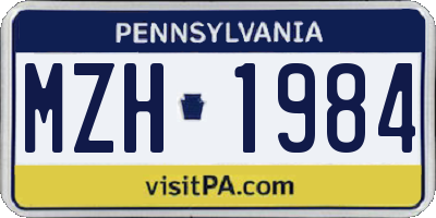 PA license plate MZH1984