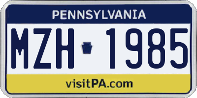 PA license plate MZH1985