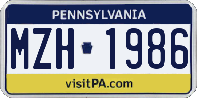 PA license plate MZH1986
