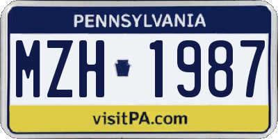PA license plate MZH1987
