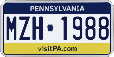 PA license plate MZH1988