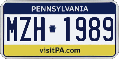 PA license plate MZH1989