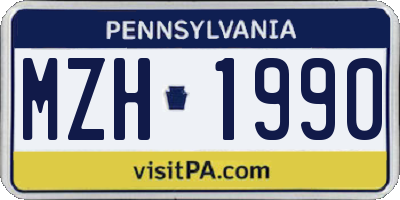 PA license plate MZH1990