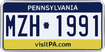 PA license plate MZH1991