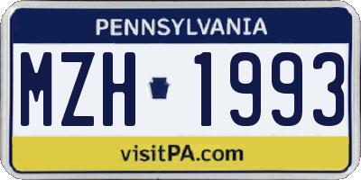 PA license plate MZH1993