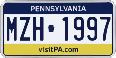 PA license plate MZH1997