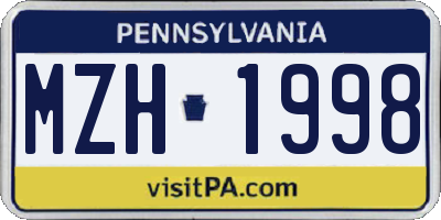 PA license plate MZH1998
