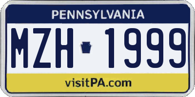 PA license plate MZH1999