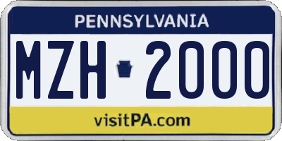 PA license plate MZH2000
