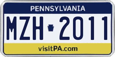 PA license plate MZH2011