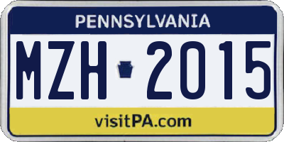 PA license plate MZH2015