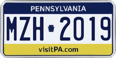 PA license plate MZH2019
