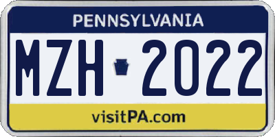 PA license plate MZH2022