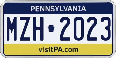 PA license plate MZH2023