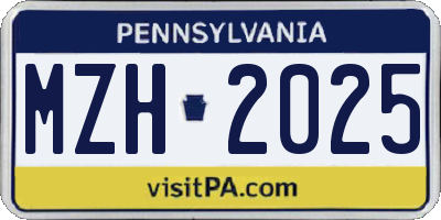 PA license plate MZH2025