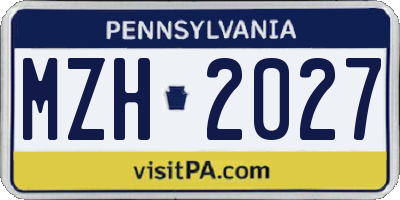 PA license plate MZH2027