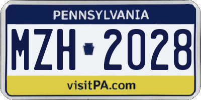 PA license plate MZH2028
