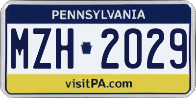 PA license plate MZH2029