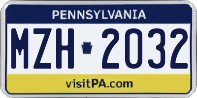PA license plate MZH2032